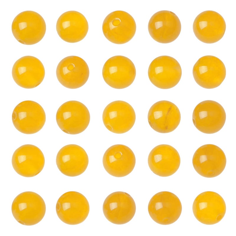 AD Beads 8mm Natural Round Loose Beads 110 Pieces, for Making 108 Mala Prayer Beads Necklace, Bracelet & Yoga Meditation, Jewelry Design (Yellow Jade) - Image 1